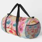 Retro Beach Girl mit Blumenbrille Duffle Bag (Rechte Ecke)