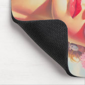 Retro Beach Girl mit Blumenbrille Mousepad (Ecke)