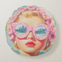 Retro Beach Girl mit Blumenbrille