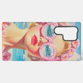 Retro Beach Girl mit Blumenbrille Samsung Galaxy Hülle (Rückseite (Horizontal))
