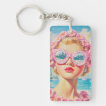 Retro Beach Girl mit Blumenbrille