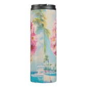 Retro Beach Girl mit Blumenbrille Thermosbecher (Rückseite)