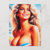 Retro Beach Girl Postkarte (Vorderseite)