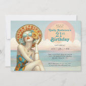 Retro Beach Glam 21. Geburtstag Party Einladung (Vorderseite)