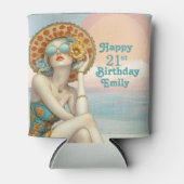 Retro Beach Glam Stilvoll zum 21. Geburtstag Dosenkühler (Vorderseite)