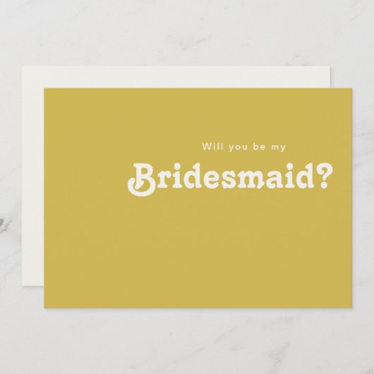 Retro Beach | Gold Bridesmaid Vorschlag Card Einladung (Vorne/Hinten)