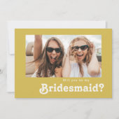 Retro Beach | Gold Foto Bridesmaid Vorschlag Card Einladung (Vorderseite)