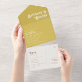 Retro Beach | Gold Siegel und Senden Sie alles in  All In One Einladung (Abreißen)