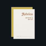 Retro Beach | Gold Wedding Advice Card Hinweiskarte<br><div class="desc">Dieser Retro-Strand | Goldene Hochzeitsratenkarte ist ideal für Ihre Vintage, farbenfrohe Hochzeitsfeier im tropischen Boho. Sein einzigartiger böhmischer Schriftart aus der Mitte des Jahrhunderts verleiht diesem Design eine klassisch minimalistische Hippie-Atmosphäre. Nehmen wir an, Sie suchen ein Design, das helle, rustikale Farben für den Küstenmeer für Ihre kreative Strandhochzeit in den...</div>
