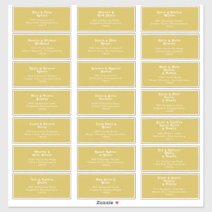 Retro Beach   Gold Wedding Guest Address Sticker
