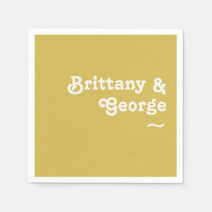 Retro Beach Gold Wedding Napkins Serviette