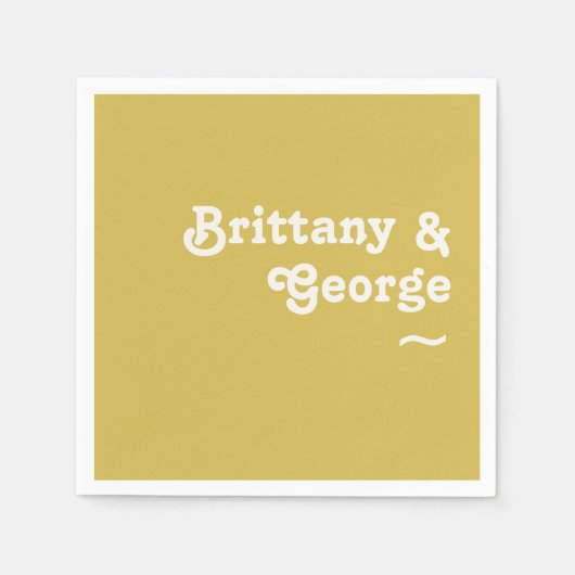 Retro Beach | Gold Wedding Napkins Serviette (Vorderseite)