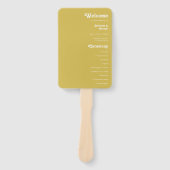 Retro Beach | Gold Wedding Program Hand Fan Fächer (Vorderseite)