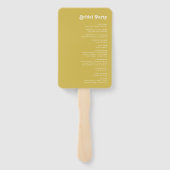 Retro Beach | Gold Wedding Program Hand Fan Fächer (Rückseite)
