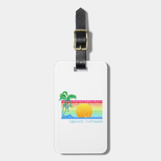Retro Beach Grand Cayman Gepäckanhänger (Vorderseite vertikal)