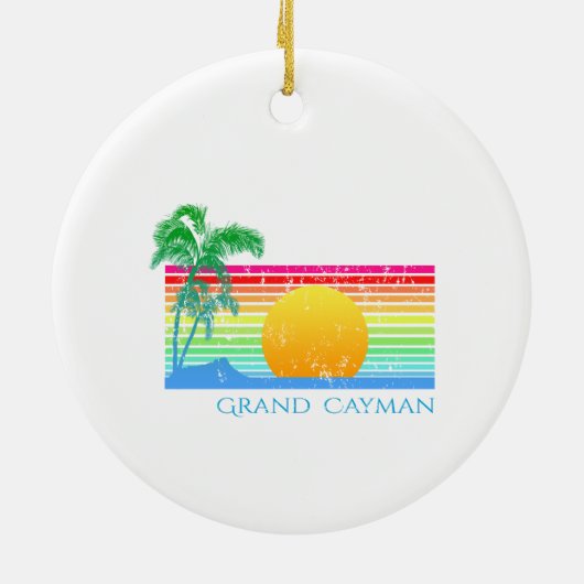 Retro Beach Grand Cayman Keramik Ornament (Hinten)