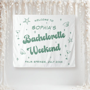 Retro Beach Green Bachelorette Wandteppich