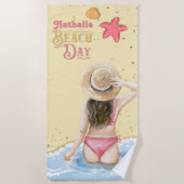 Retro Beach Handtuch mit Namen - Personalisiertes  (Vorderseite)