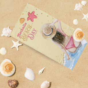 Retro Beach Handtuch mit Namen - Personalisiertes 