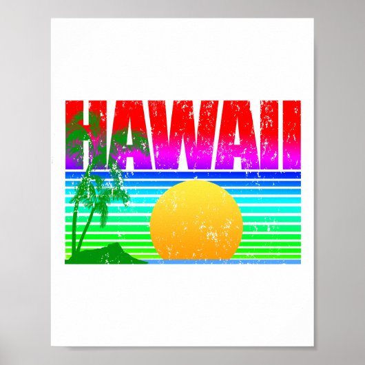 Retro Beach Hawaii Sunset Poster (Vorne)