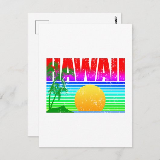 Retro Beach Hawaii Sunset Postkarte (Vorne/Hinten)