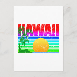 Retro Beach Hawaii Sunset Postkarte