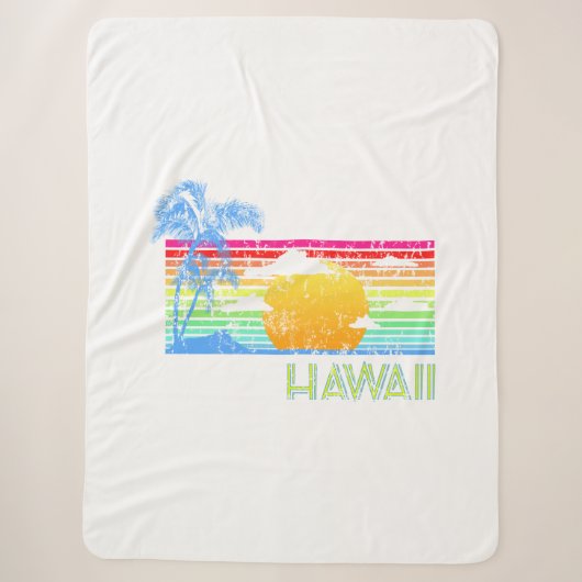Retro Beach Hawaii Sunset Sherpadecke (Vorderseite)