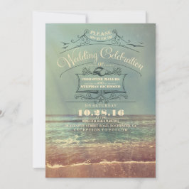 Retro Beach Hochzeit - Vintag Seascape Einladung