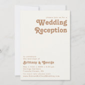 Retro Beach | Hochzeitsempfang für Elfenbein Einladung (Vorderseite)