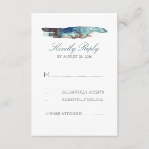 Retro Beach Hochzeitskarten für Wasserfarben RSVP Karte