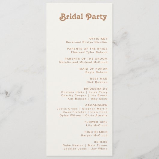 Retro Beach | Hochzeitsprogramm für Elfenbein Programm (Rückseite)