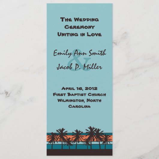 Retro Beach Hochzeitsprogramm Programm (Vorderseite)