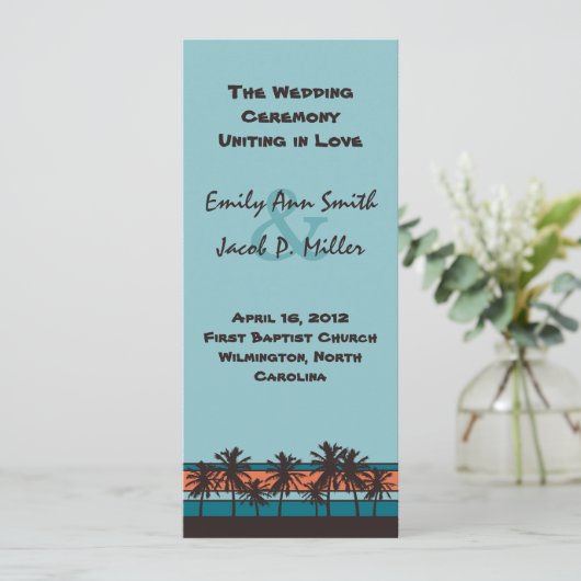 Retro Beach Hochzeitsprogramm Programm (Stehend Vorderseite)