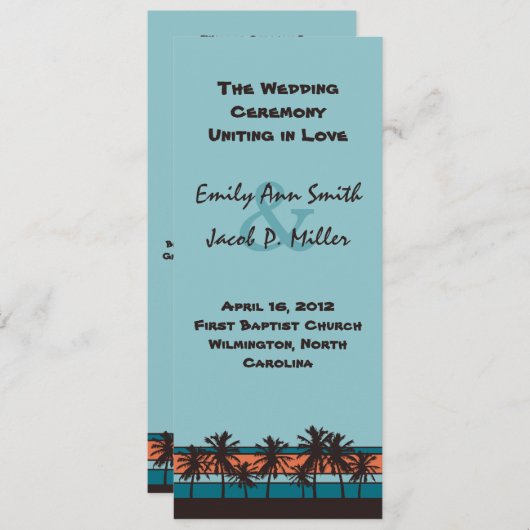 Retro Beach Hochzeitsprogramm Programm (Vorne/Hinten)