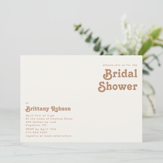 Retro Beach | Horizontales Elfenbein - Brautparty Einladung (Stehend Vorderseite)