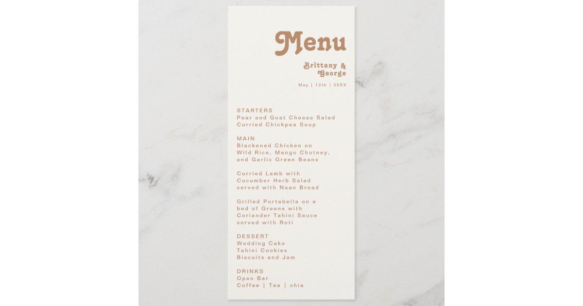 Retro Beach | Ivory Wedding Dinner Menu Menükarte | Zazzle.de