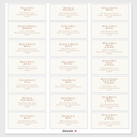 Retro Beach | Ivory Wedding Guest Address Sticker (Blatt)