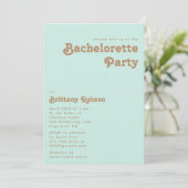 Retro Beach | Junggeselinnen-Abschied Aqua Einladung (Stehend Vorderseite)