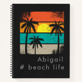 Retro Beach Life, Black Silhouette Notizblock