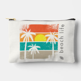 Retro Beach Life, weiße Silhouette Zubehörtasche