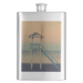 Retro Beach Lifeguard Tower Sunset Flachmann (Vorderseite)