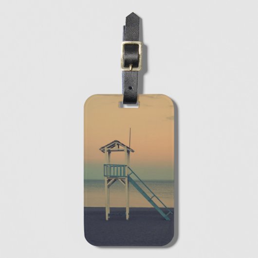Retro Beach Lifeguard Tower Sunset Gepäckanhänger (Vorderseite Vertikal)