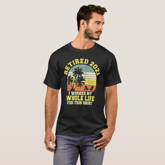 Retro Beach Palm Tree Beer Wine Prestige Weltweit T-Shirt (Vorne ganz)