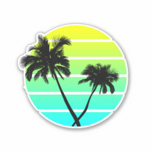 Retro Beach Palm Trees Aufkleber