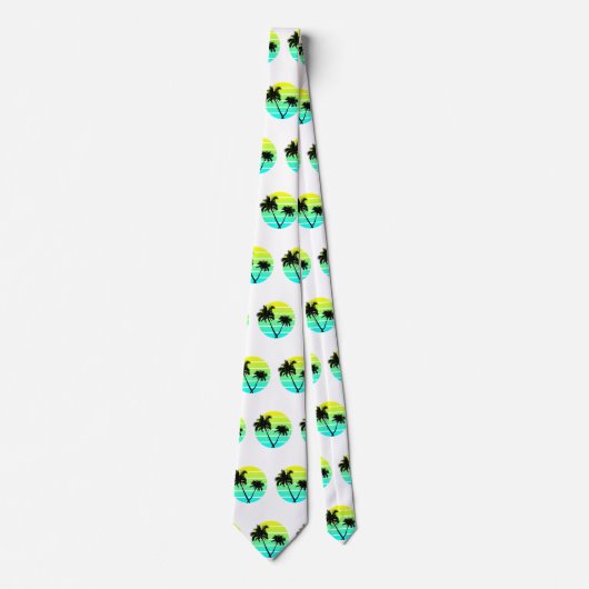 Retro Beach Palm Trees Krawatte (Vorderseite)