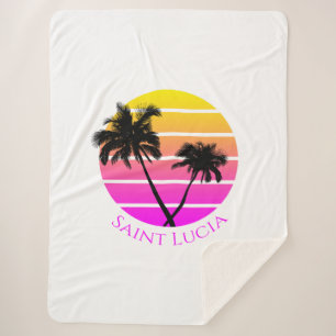 Retro Beach Palm Trees Saint Lucia Sherpadecke