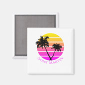 Retro Beach Palm Trees Saint Martin Magnet (Vorderseite/Rückseite)