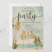 Retro Beach Palms Verlobung Einladung (Vorderseite)