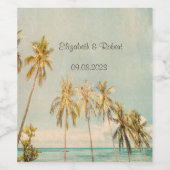Retro Beach Palms Weinetikett (Einzelnes Label)