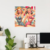 Retro Beach Party Buttone Poster (Heimbüro)